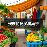 残缺的椅子和桌子