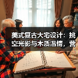 美式复古大宅设计：挑空光影与木质温情，营造治愈高级生活场（图3）